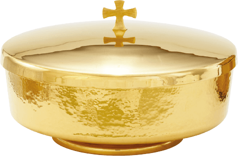 24K Gold-Plated Communion Bowl with Cover, Hammered, 4-5/8 Inch