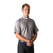 7400 Grey Short Sleeve Tab Clergy Shirt – Classic Fit, Ultra Comfort, & Easy Care