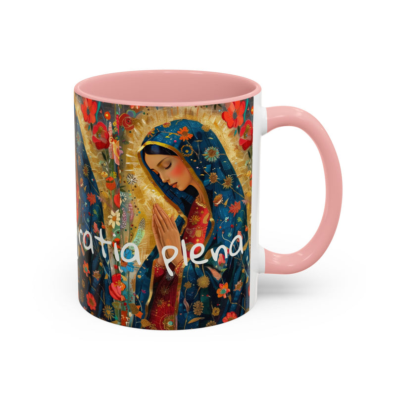 Our Lady Accent Coffee Mug – Ave Maria Gratia Plena Prayer Design (11/15oz)
