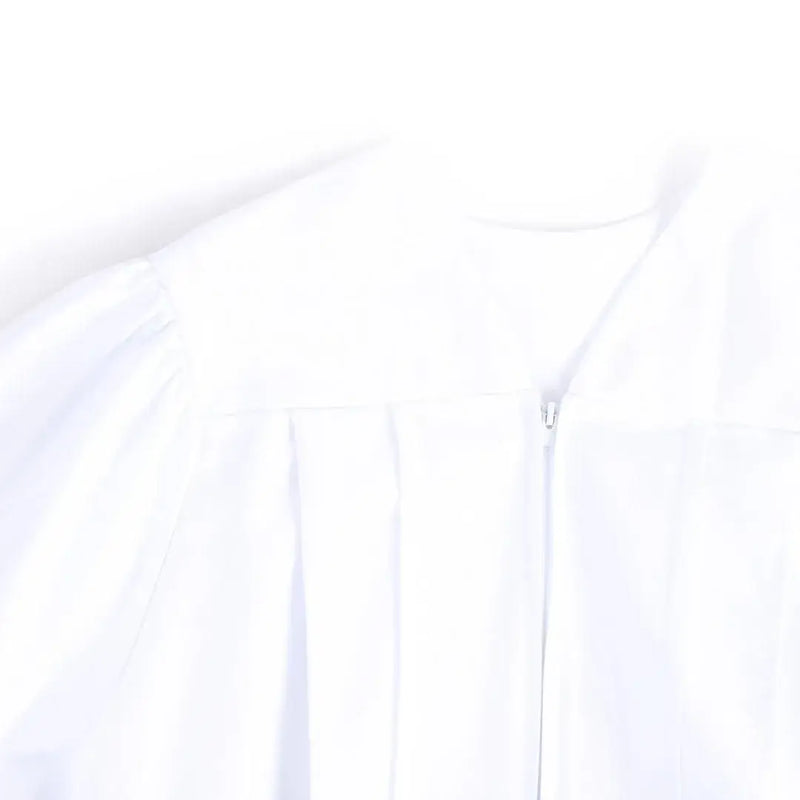 Baptismal Gown Box Pleat White Med - Poly - Weighted