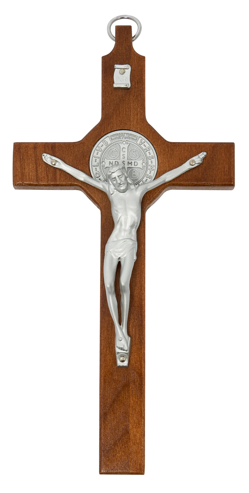 Crucifijo negro de 6,25" con medalla de San Benito