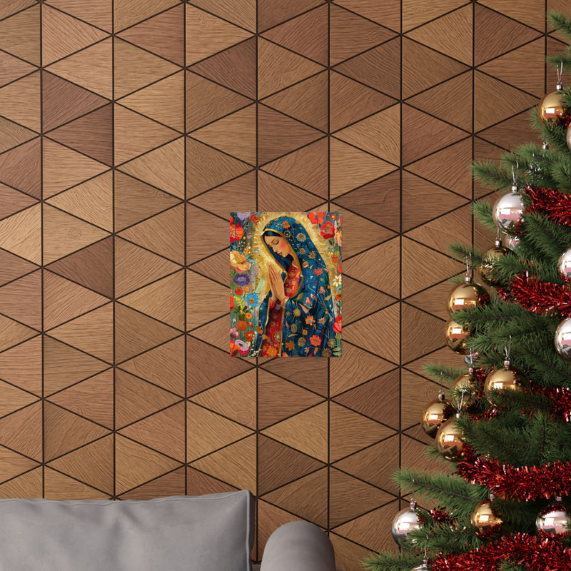 Matte Vertical Posters - Floral Mary Illustration for Spiritual Decor