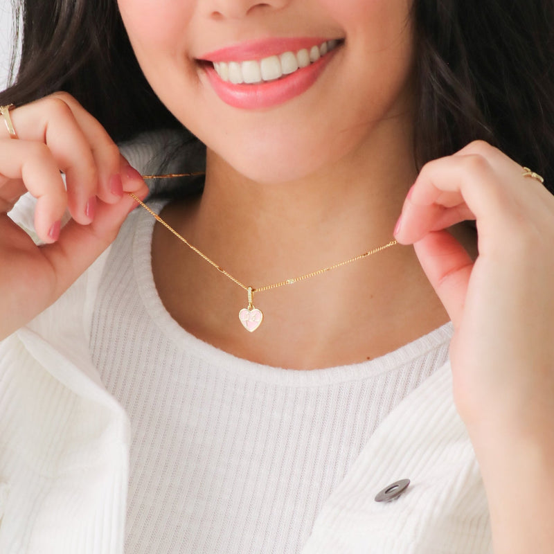 'Corazon de Fé' Pink Heart Necklace