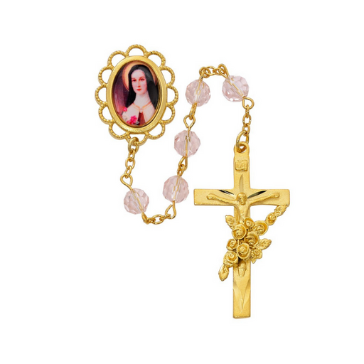 7MM St. Therese Crystal Gold Rosary