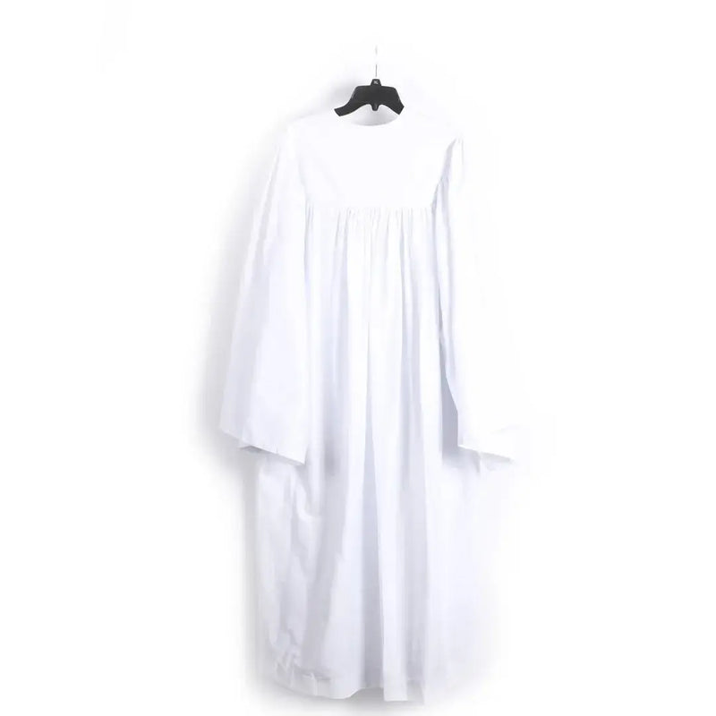 Baptismal Gown Box Pleat White Med - Poly - Weighted