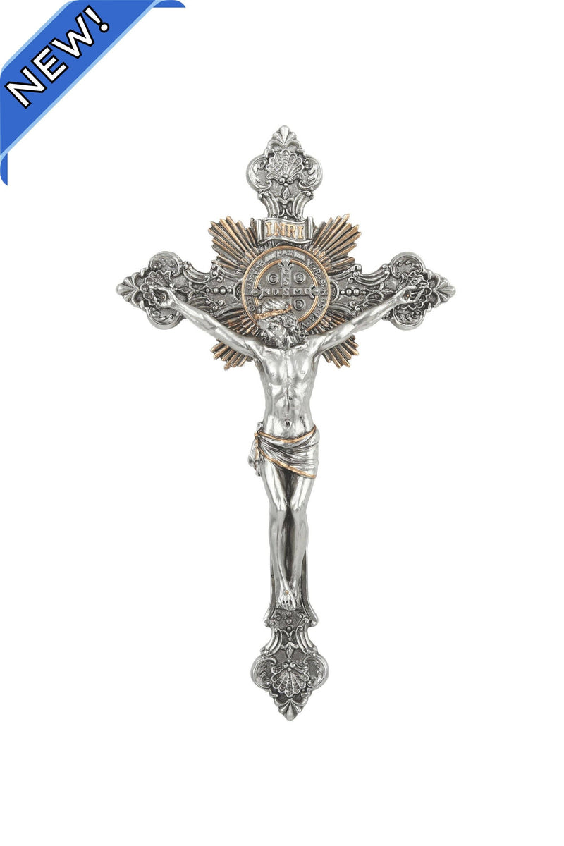 St. Benedict Crucifix in Pewter Style  7.75"