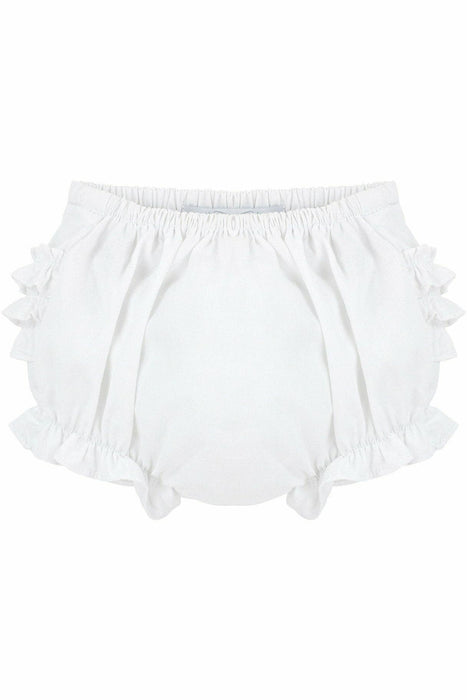 Baby Girls Ruffle Diaper Covers - White Bloomers