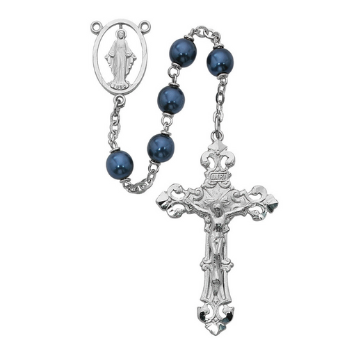 7mm Blue Bead Rosary