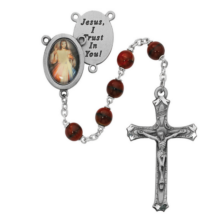 7mm Divine Mercy Red Rosary