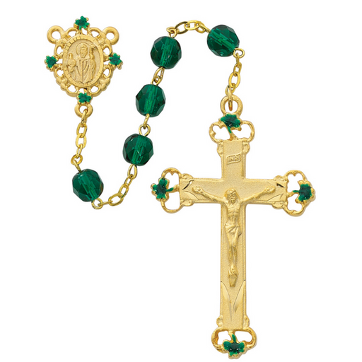 7mm Gold Green Glass St. Patrick Rosary Rosary Catholic Gifts Catholic Presents Rosary Gifts