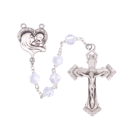 7mm Mother and Child Crystal Rosary