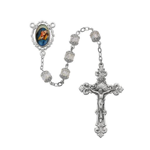 7mm Our Lady of Sorrows Double Capped Crystal Rosary
