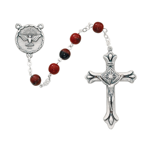 7mm Red and Black Beads Holy Spirit Rosary