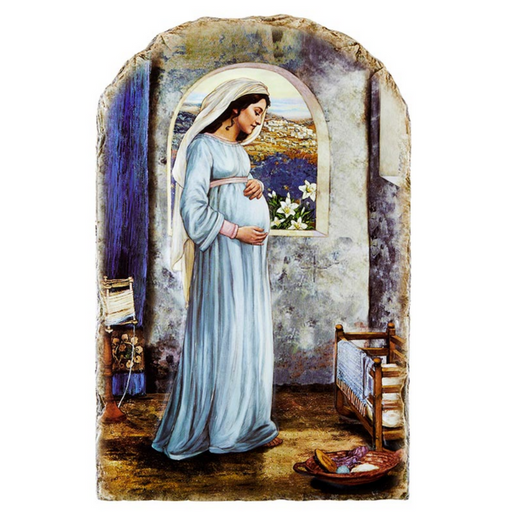 8.5" H Labor of Love, Mary Mother of God Tile Plaque with Wire Stand