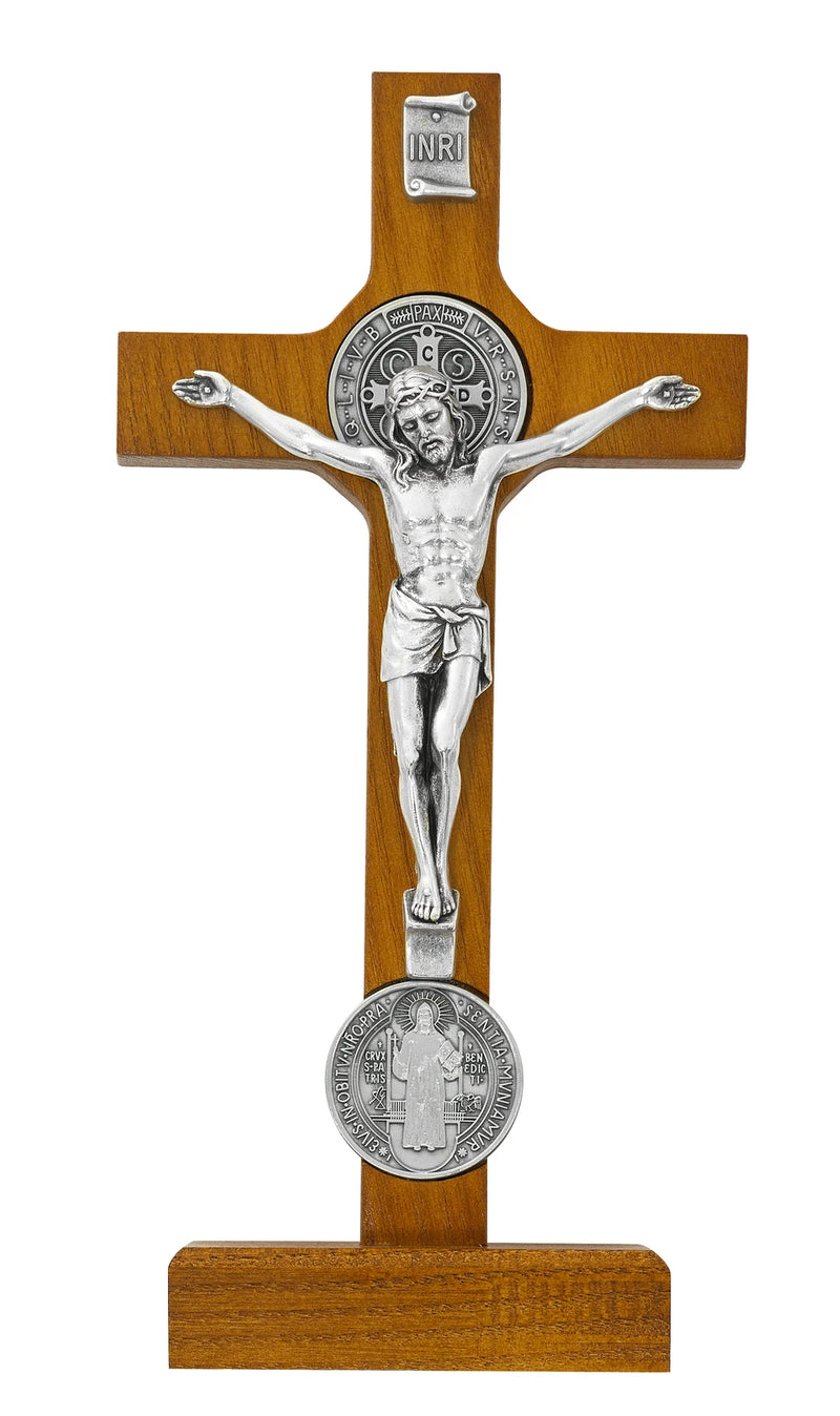 8-Inch Walnut Stand St. Benedict Crucifix