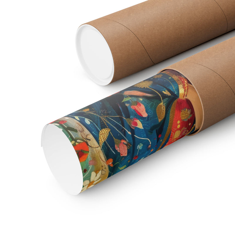 Matte Vertical Posters - Floral Mary Illustration for Spiritual Decor