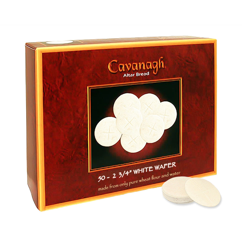 Cavanagh 2 3/4" Large Communion Wafers – White Altar Bread with Cross Design (Box of 50)