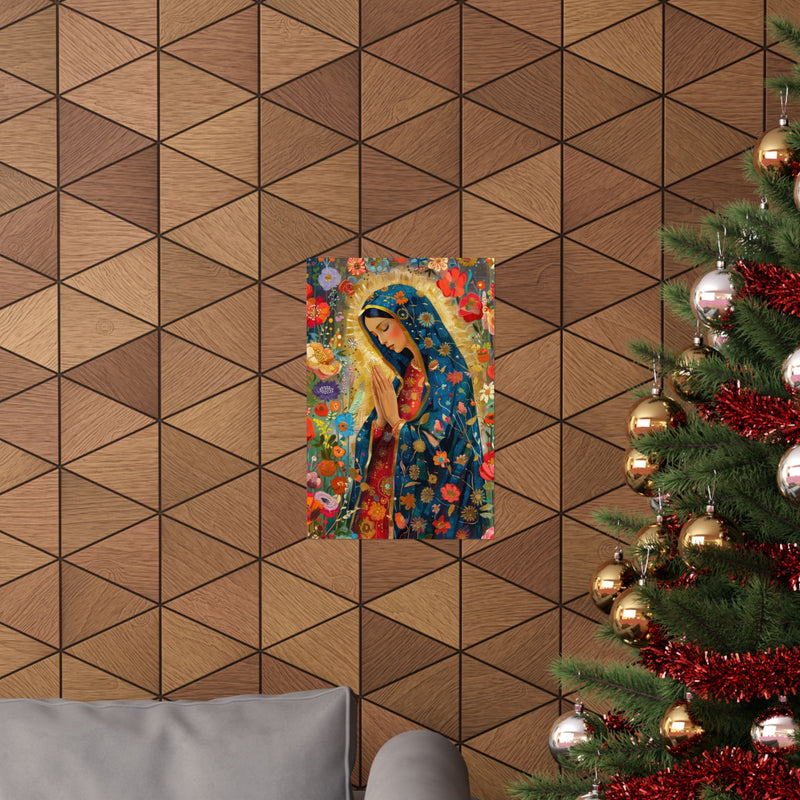 Matte Vertical Posters - Floral Mary Illustration for Spiritual Decor