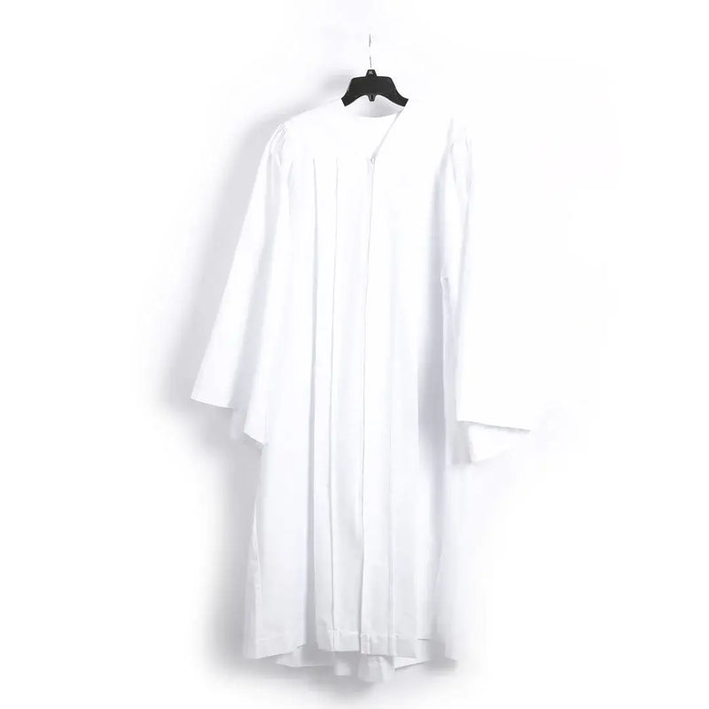Baptismal Gown Box Pleat White Med - Poly - Weighted