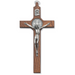 8" Walnut Crucifix with St. Benedict Medal