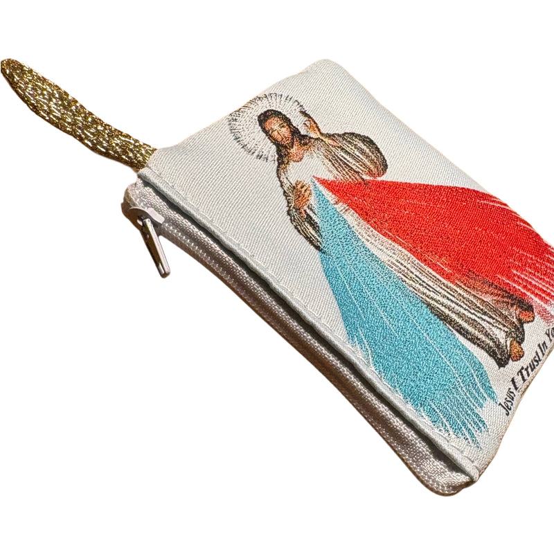 Rosary Pouch - Divine Mercy (WHITE) 3″ x 4″