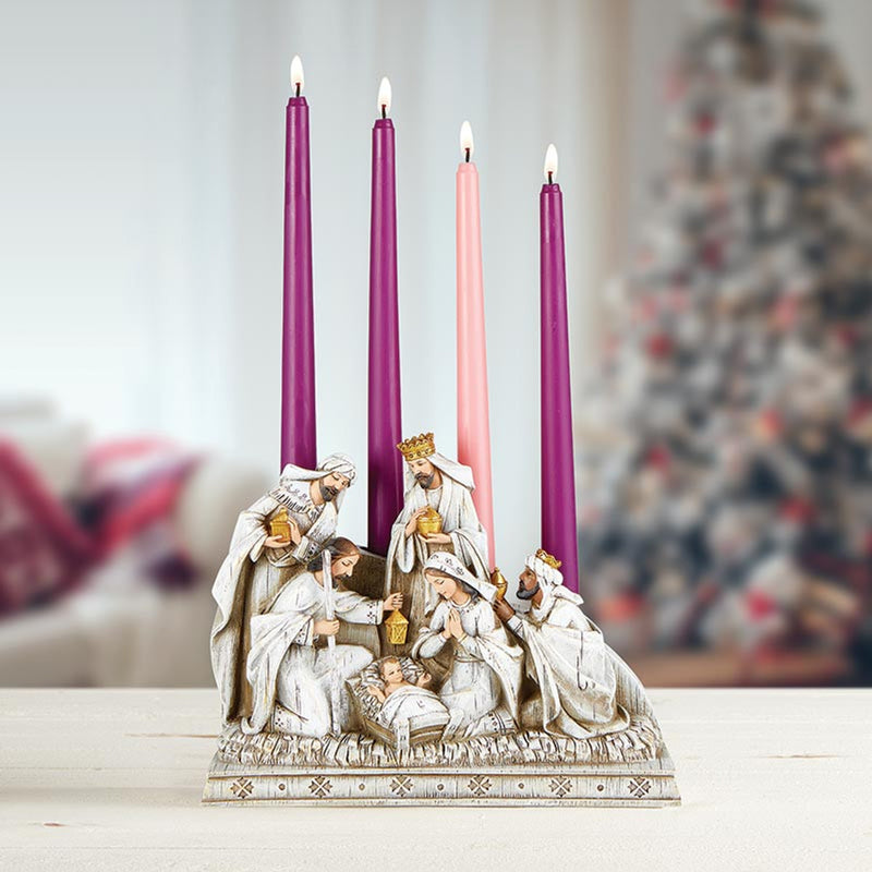 8" Nativity Advent Candle Holder