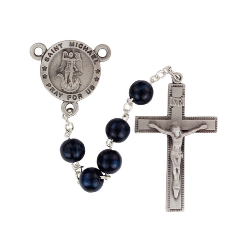 8mm Blue Wood Beads St. Michael Rosary St. Michael Rosary Military Protection St. Michael Armed Forces Protection Armed Forces Guidance