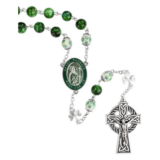 8mm Green Marble St. Patrick Rosary