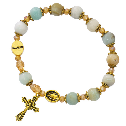 8mm Our Lady of Guadalupe Amazonite Stretch Bracelet