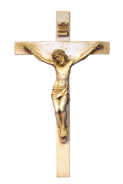 9.5″ Crucifix in Antiqued Alabaster & Resin - Made in Italy