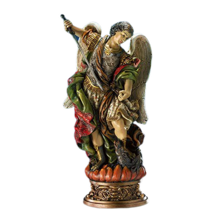 9.75" St. Michael Statue with Ornate Base