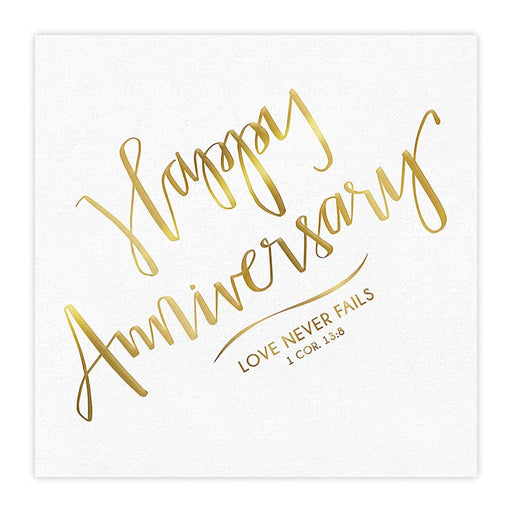 9.75" Beverage Napkins - Anniversary - 6 Pieces Per Package
