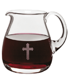 Glass Flagon with Etched Cross, 32 oz