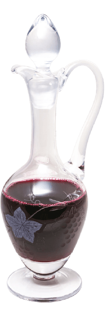 Glass Flagon with Grape and Leaf Etching, 30 oz