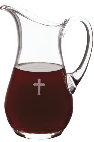 Glass Flagon with Etched Cross, 48 oz