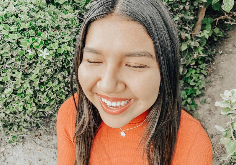 Sacred Heart minimalist scalloped necklace in sterling silver