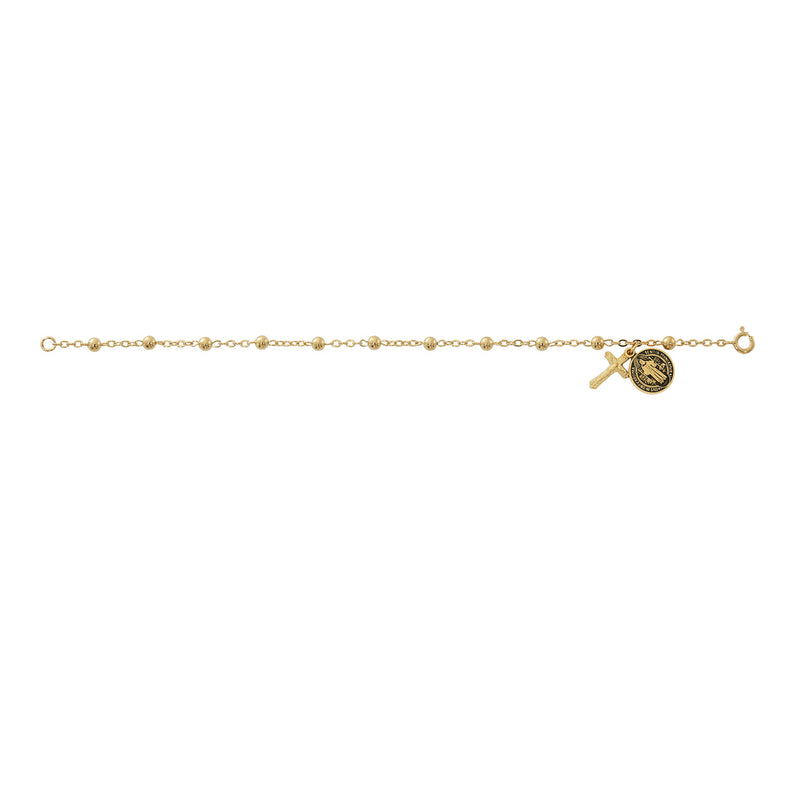 St. Benedict 4mm Gold Over Sterling Silver Rosary Bracelet – Deluxe Gift Box Included
