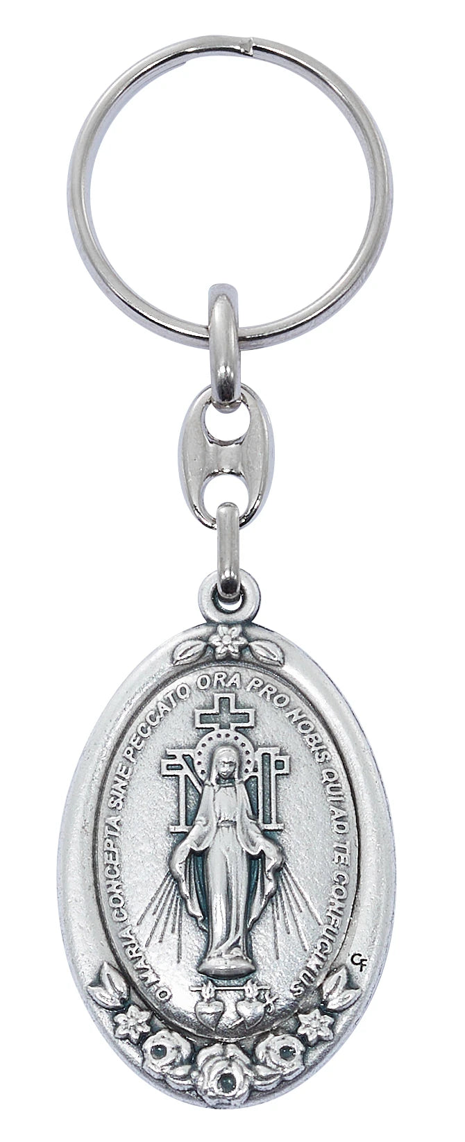 Miraculous Medal Zinc Key Ring | Hang Card | Made in Italy