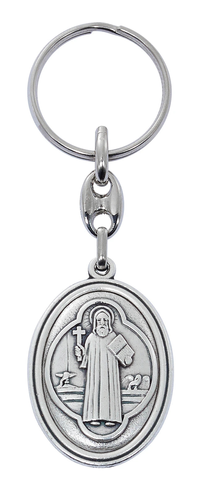 St. Benedict Zinc Key Ring | Hang Card | Made in Italy