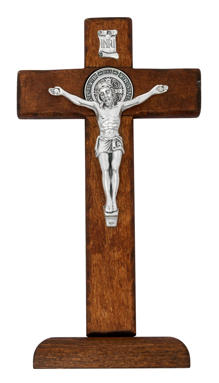9" Standing Dark Brown St. Benedict Crucifix, Boxed – Made in Italy