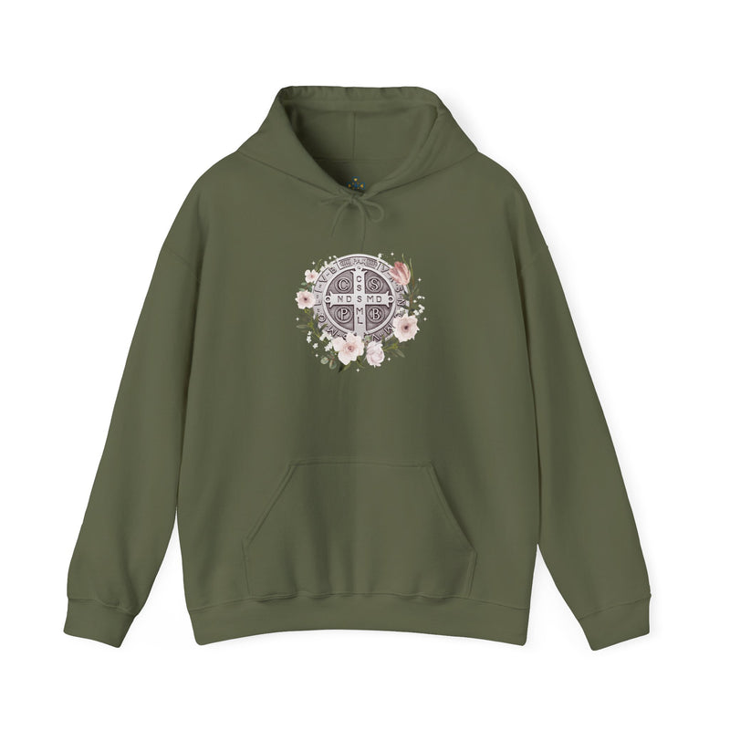 Benedictine Floral Hooded Sweatshirt – Cozy and Stylish