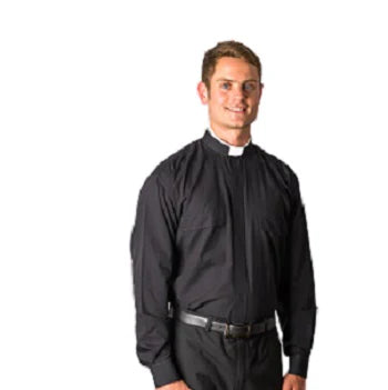 9500 Tonsure Long Sleeves Black Clergy Shirt – Premium Clerical Apparel for Comfort & Style