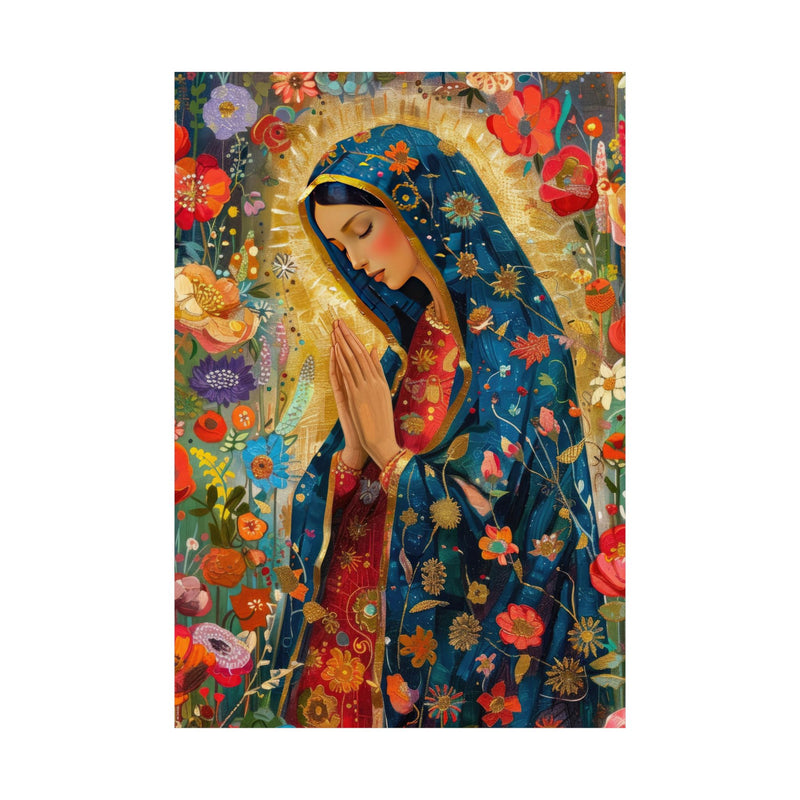 Matte Vertical Posters - Floral Mary Illustration for Spiritual Decor