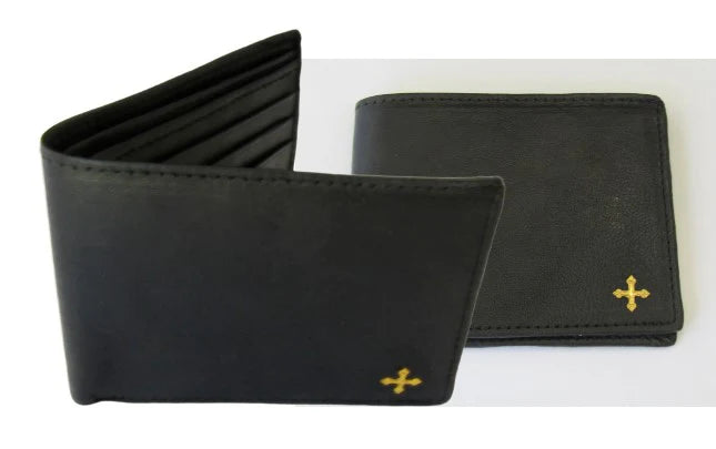 9550BC - Leather Wallet with Brass Cross Design