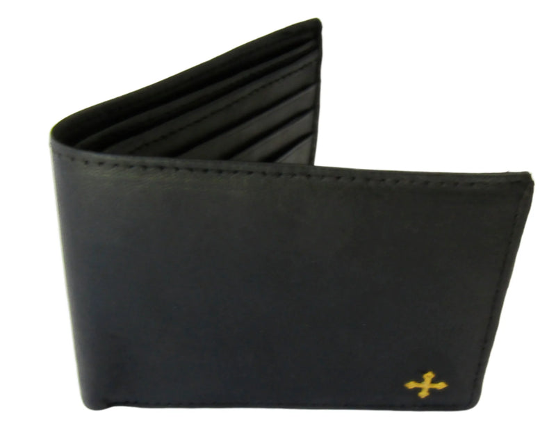 9550BC - Leather Wallet with Brass Cross Design