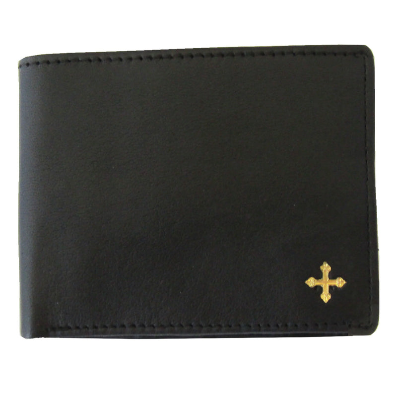 9550/BC - Leather Wallet with Brass Cross Design