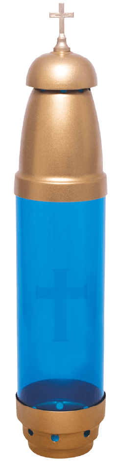 Blue and Gold Cemetery Candle Light with Ground Stake