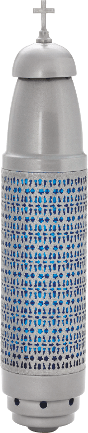 Blue Cemetery Candle Light with Silver Filigree and Stake