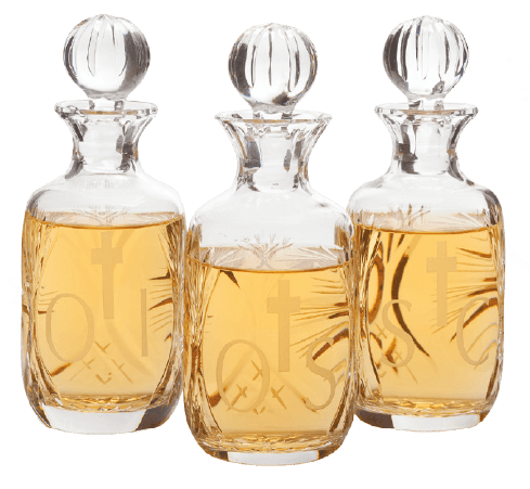 3-Piece Lead Crystal Chrismal Set for Holy Oils, 8 oz