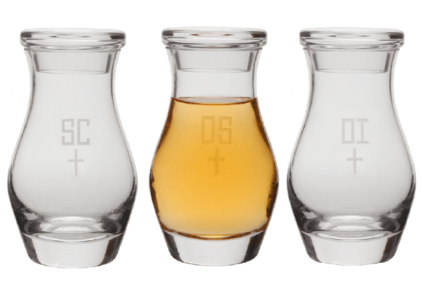 3-Piece Glass Chrismal Set for Holy Oils, 12 oz